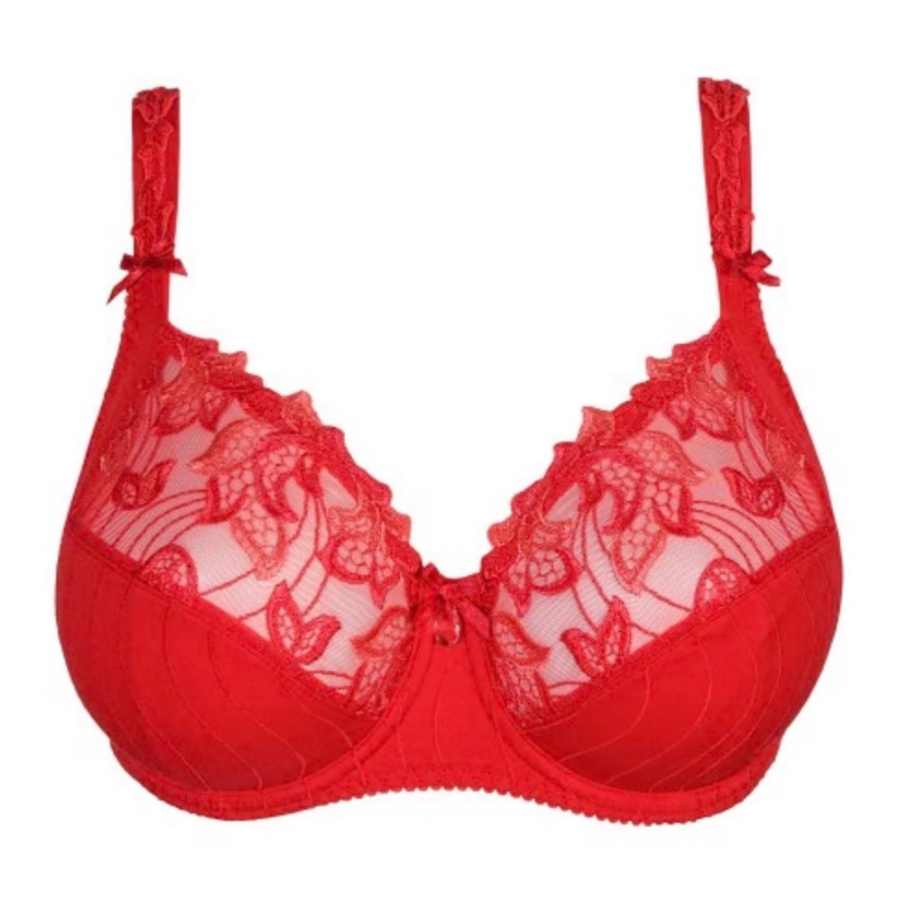 PRIMA DONNA DEAUVILLE UNLINED UNDERWIRE BRA Size 34 F Scarlet Red